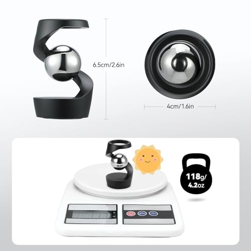 Kinetic Optical Illusion Toys, Kinetic Desktop Fidget Spinner Toys, Cool Gadget Desk Toy Fidget Toys Gift for Various Holidays, Kinetic Spinner Ball Relieve Stress Anxiety for Kids and Adults (Black)