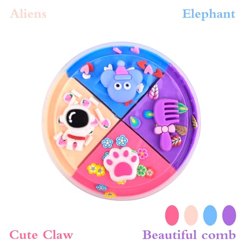 2 Pack Four Color Slime Toy - Candy Bag Packaging Butter Slime with Eight Cute Charms Included,Super Soft & Non-Sticky,Educational Stress Relief Toy,Birthday Gifts for Girl and Boys.