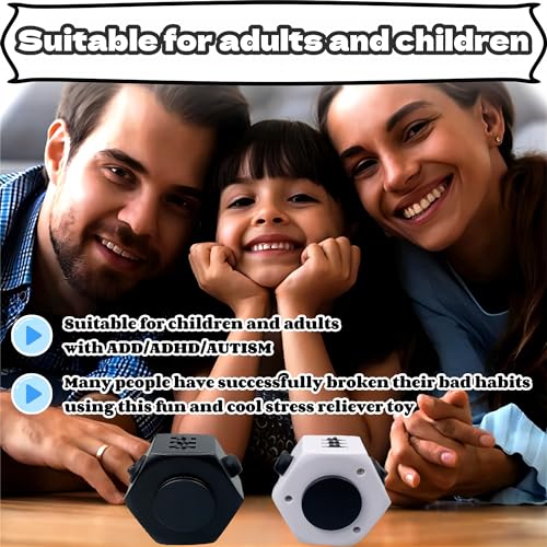 Stress Relief Fingertip Cube Fidget Toys,Fidgets UFO Cube/Relaxing Magic Cube Hand-Held Toys for Adults and Children, Killing Time Cool Fidget Block for ADD/ADHD/ Fidget Gadget UFO Cube Gifts (White)