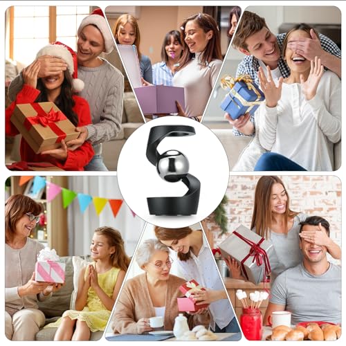 Kinetic Optical Illusion Toys, Kinetic Desktop Fidget Spinner Toys, Cool Gadget Desk Toy Fidget Toys Gift for Various Holidays, Kinetic Spinner Ball Relieve Stress Anxiety for Kids and Adults (Black)