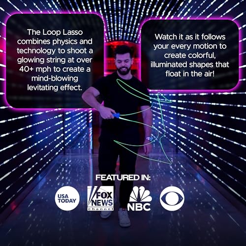 Loop Lasso® NANO - The Original Glow-in-The-Dark String Shooter Toy - Built-in UV Blacklight - Safe Fun Adult & Kids Rope Launcher Gift - Viral Fidget Toy - Music Festival Rave Accessory (NANO)