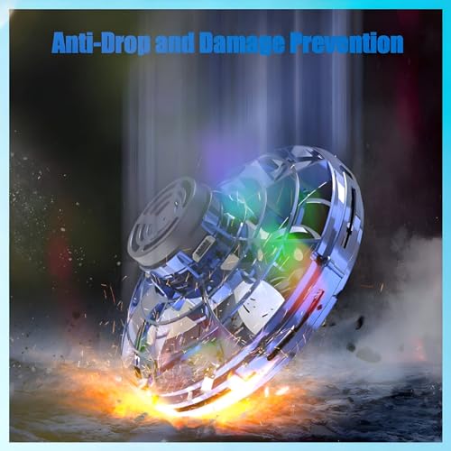 SHIP SMART CM Toys 2024 Hand Operated Mini Drones, Upgraded UFO Magic Flying Orb with LED Lights, Hand Controlled Hover Boomerang Spinner, for Boys Girls Teens 7+, Indoor Outdoor Toys (Red), Small