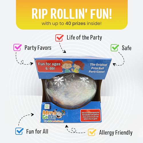 MerryGoBall™ - The Original Prize Ball Party Game for kids, surprise party favors, cool new way to pinata, emoji dice, fun for all, loot bag toys