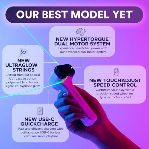 Loop Lasso® NANO - The Original Glow-in-The-Dark String Shooter Toy - Built-in UV Blacklight - Safe Fun Adult & Kids Rope Launcher Gift - Viral Fidget Toy - Music Festival Rave Accessory (NANO)