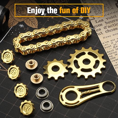 Fidget Chain Gear Toy, Metal Hand Roller Fidget Spinner for Kids Adults, Metal Assemble Sprockets Bike Chain Gears, EDC Novelty Stress Relief Desk Office Birthday Gift for Goodie Bag Fillers