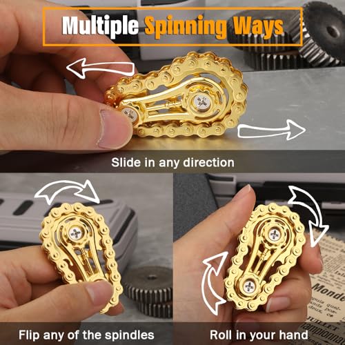 Fidget Chain Gear Toy, Metal Hand Roller Fidget Spinner for Kids Adults, Metal Assemble Sprockets Bike Chain Gears, EDC Novelty Stress Relief Desk Office Birthday Gift for Goodie Bag Fillers