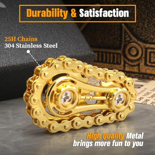 Fidget Chain Gear Toy, Metal Hand Roller Fidget Spinner for Kids Adults, Metal Assemble Sprockets Bike Chain Gears, EDC Novelty Stress Relief Desk Office Birthday Gift for Goodie Bag Fillers