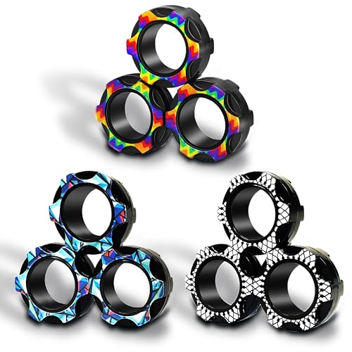 Dr.Kbder Fidget Rings Toys Adults, Finger Magnet Figette Spinner Toys Gift for Boys Teens Cool Gadget Anxiety Desk Toys, ADHD Relief Stress Magnetic Toys Easter Basket Stuffers for Kids Year Old 3-12