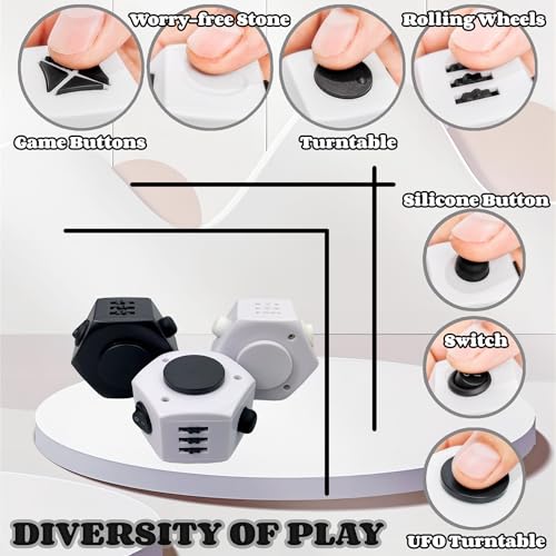 Stress Relief Fingertip Cube Fidget Toys,Fidgets UFO Cube/Relaxing Magic Cube Hand-Held Toys for Adults and Children, Killing Time Cool Fidget Block for ADD/ADHD/ Fidget Gadget UFO Cube Gifts (Black)