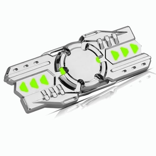 MAYBO SPORTS Metal Fidget Spinner with Luminous Light,Glowing Sensory Hand Toy, Noiseless Desktop Stress Reducer,Anti-Anxiety Reliever for Kids Adults mini Flashlight Silver