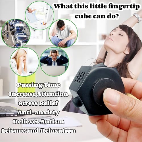 Stress Relief Fingertip Cube Fidget Toys,Fidgets UFO Cube/Relaxing Magic Cube Hand-Held Toys for Adults and Children, Killing Time Cool Fidget Block for ADD/ADHD/ Fidget Gadget UFO Cube Gifts (Black)