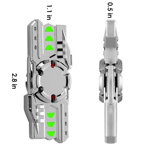 MAYBO SPORTS Metal Fidget Spinner with Luminous Light,Glowing Sensory Hand Toy, Noiseless Desktop Stress Reducer,Anti-Anxiety Reliever for Kids Adults mini Flashlight Silver