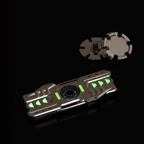 MAYBO SPORTS Metal Fidget Spinner with Luminous Light,Glowing Sensory Hand Toy, Noiseless Desktop Stress Reducer,Anti-Anxiety Reliever for Kids Adults mini Flashlight Silver