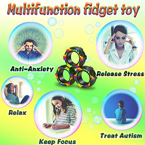 Dr.Kbder Fidget Rings Toys Adults, Finger Magnet Figette Spinner Toys Gift for Boys Teens Cool Gadget Anxiety Desk Toys, ADHD Relief Stress Magnetic Toys Easter Basket Stuffers for Kids Year Old 3-12
