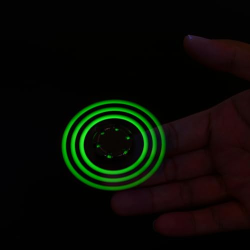 MAYBO SPORTS Metal Fidget Spinner with Luminous Light,Glowing Sensory Hand Toy, Noiseless Desktop Stress Reducer,Anti-Anxiety Reliever for Kids Adults mini Flashlight Silver