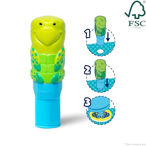 Melissa & Doug Sticker WOW!™ 24-Page Activity Pad and Sticker Stamper, 300 Stickers, Arts and Crafts Fidget Toy Collectible Character – Sea Turtle - FSC Certified