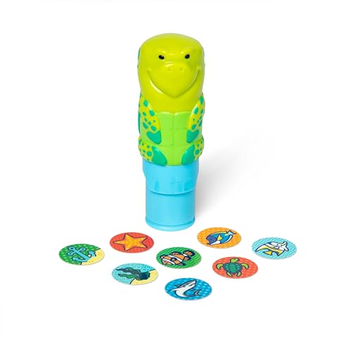 Melissa & Doug Sticker WOW!™ 24-Page Activity Pad and Sticker Stamper, 300 Stickers, Arts and Crafts Fidget Toy Collectible Character – Sea Turtle - FSC Certified