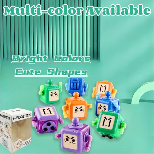 2 Pcs Fidget Stress Relief Robots Fidget Toys,Fidgets Magic Cube Relaxing Robot Hand-Held for Adults and Children, Killing Time Cool Fidget Block for ADD/ADHD/ Fidget Toy Gadget Robot Gifts (BG)