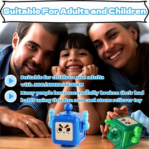 2 Pcs Fidget Stress Relief Robots Fidget Toys,Fidgets Magic Cube Relaxing Robot Hand-Held for Adults and Children, Killing Time Cool Fidget Block for ADD/ADHD/ Fidget Toy Gadget Robot Gifts (BG)