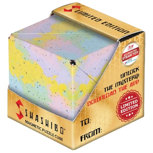 SHASHIBO Seasonal Easter - Shape Shifting Box - Award-Winning, Patented Magnetic Puzzle Cube w/ 36 Rare Earth Magnets - Fidget Transforms Into Over 70 Shapes (Pastel Watercolor) - Limited Edition