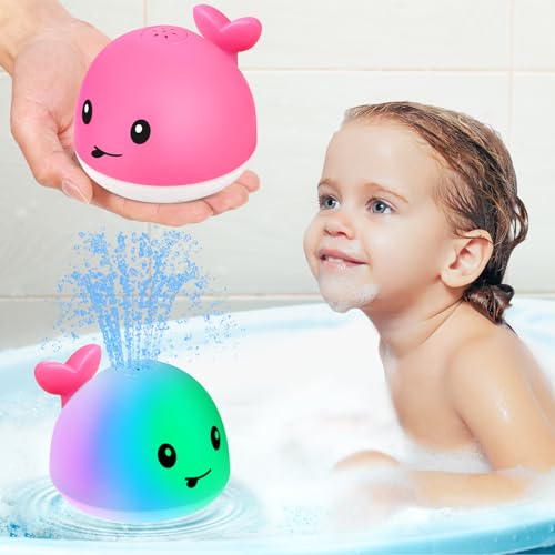 Gigilli Baby Bath Toys, Girls Pool Toys Bath Fountain Water Table Spray Toy 6-12 12-18 Months, Girls Light Up Whale Bath Toy Sprinkler for Toddler 1-3 2-4 Birthday Baby Shower Kid Girl 1 2 3 4 5 Gifts