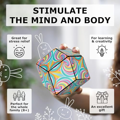 SHASHIBO Seasonal Easter - Shape Shifting Box - Award-Winning, Patented Magnetic Puzzle Cube w/ 36 Rare Earth Magnets - Fidget Transforms Into Over 70 Shapes (Pastel Watercolor) - Limited Edition