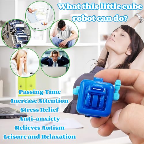 2 Pcs Fidget Stress Relief Robots Fidget Toys,Fidgets Magic Cube Relaxing Robot Hand-Held for Adults and Children, Killing Time Cool Fidget Block for ADD/ADHD/ Fidget Toy Gadget Robot Gifts (BO)