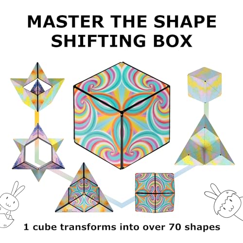 SHASHIBO Seasonal Easter - Shape Shifting Box - Award-Winning, Patented Magnetic Puzzle Cube w/ 36 Rare Earth Magnets - Fidget Transforms Into Over 70 Shapes (Pastel Watercolor) - Limited Edition