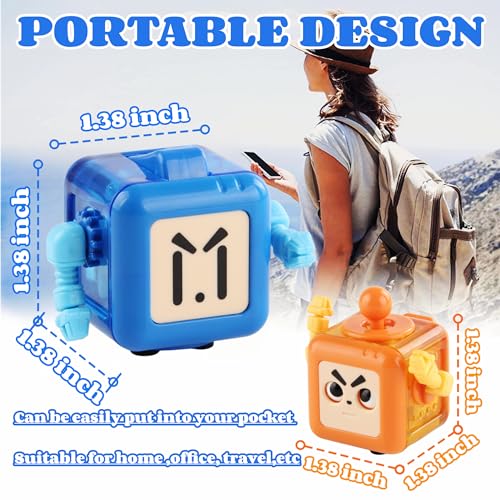 2 Pcs Fidget Stress Relief Robots Fidget Toys,Fidgets Magic Cube Relaxing Robot Hand-Held for Adults and Children, Killing Time Cool Fidget Block for ADD/ADHD/ Fidget Toy Gadget Robot Gifts (BO)