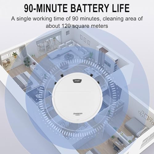 LAJPXKHY Intelligent Sweeping Robot, 3 in 1Household Cleaning and Sweeping Machine, Household Wireless Rechargeable Vacuum Sweeping for Pet Hair, All Floors, Carpets (White), TOI-5412
