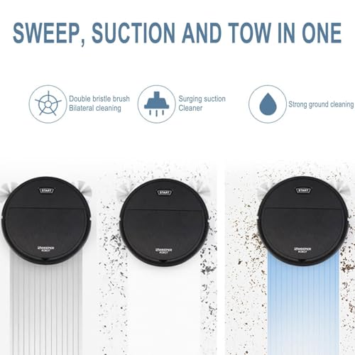 LAJPXKHY Intelligent Sweeping Robot, 3 in 1Household Cleaning and Sweeping Machine, Household Wireless Rechargeable Vacuum Sweeping for Pet Hair, All Floors, Carpets (White), TOI-5412