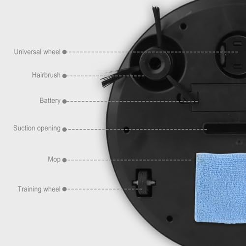 LAJPXKHY Intelligent Sweeping Robot, 3 in 1Household Cleaning and Sweeping Machine, Household Wireless Rechargeable Vacuum Sweeping for Pet Hair, All Floors, Carpets (Black), TOI-5412