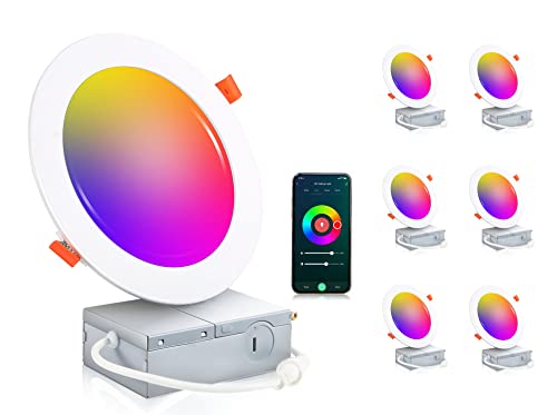 Smart WiFi LED Recessed Lights 6 Pack with Color Changing