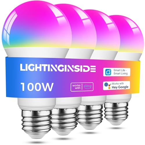 Smart Light Bulbs 100W Equivalent, WiFi Compatible, Color Changing