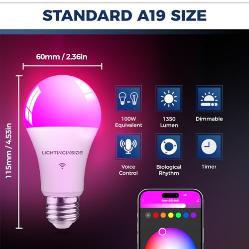 Smart Light Bulbs 100W Equivalent, WiFi Compatible, Color Changing