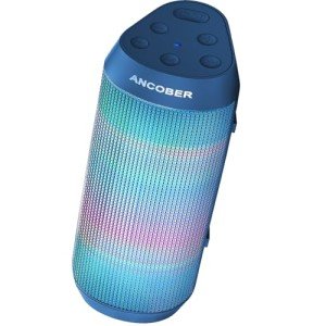 ANCOBER Bluetooth Speaker with Lights - Waterproof & Rechargeable