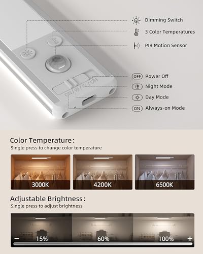 Smart Motion Sensor LED Under Cabinet Lights (2 Pack)