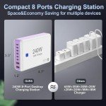 240W GaN USB C Fast Charger with 8 Ports