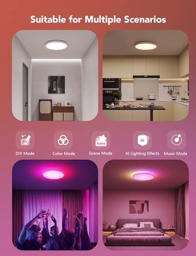 RGBIC Smart Ceiling Light with Alexa Control, 16M Colors