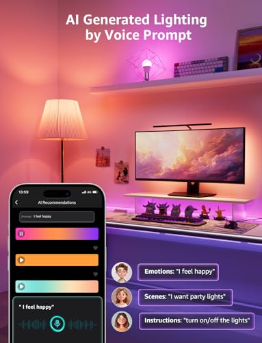 AI Smart Light Bulbs with Voice Control & Music Sync