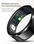 Smart Rings for Men Health Ring Heart Rate Monitor Sleep Monitor Fitness Tracker for Women Gesture Control Photography Step Counter Compatible with iOS Android (Black-with Charging case, #9/2.342in)