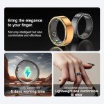 Dulutuxe Smart Ring Fitness Tracker, Health Sleep Heart Rate Blood Oxygen Tracker Smart Ring(Gold, 9)