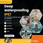 Aurekli Smart Ring Health Tracker, Smart Ring for Men and Women,Long Battery Life& Sleep Tracker/Stress/Heart Rate Monitor, Waterproof Compatible with iOS & Android (12)