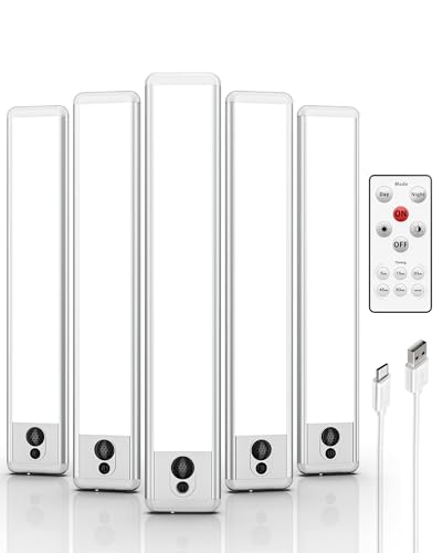 5 Pack EZVALO LED Closet Lights, Motion Sensor, Remote Control