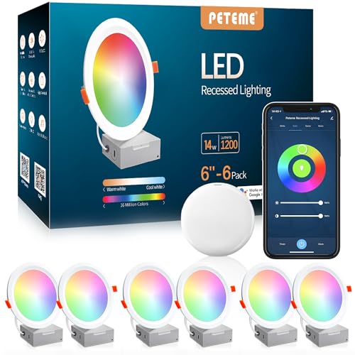 RGB Smart LED Recessed Lighting, Cool/Warm White, Dimmable