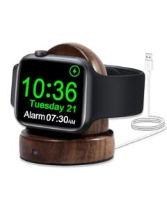 Portable Walnut Wood Apple Watch Charger Stand - Fast Charging