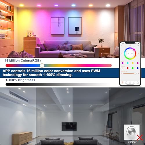 12-Pack Smart 4" Color Changing LED Downlights