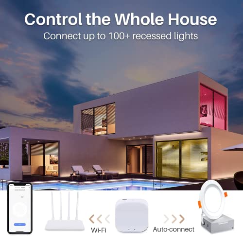RGB Smart LED Recessed Lighting, Cool/Warm White, Dimmable