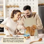 Acacia Wood Cooking Utensils Set with Apron