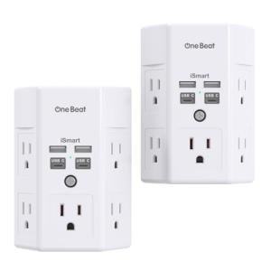 2-Pack Surge Protector with USB Ports and Outlets